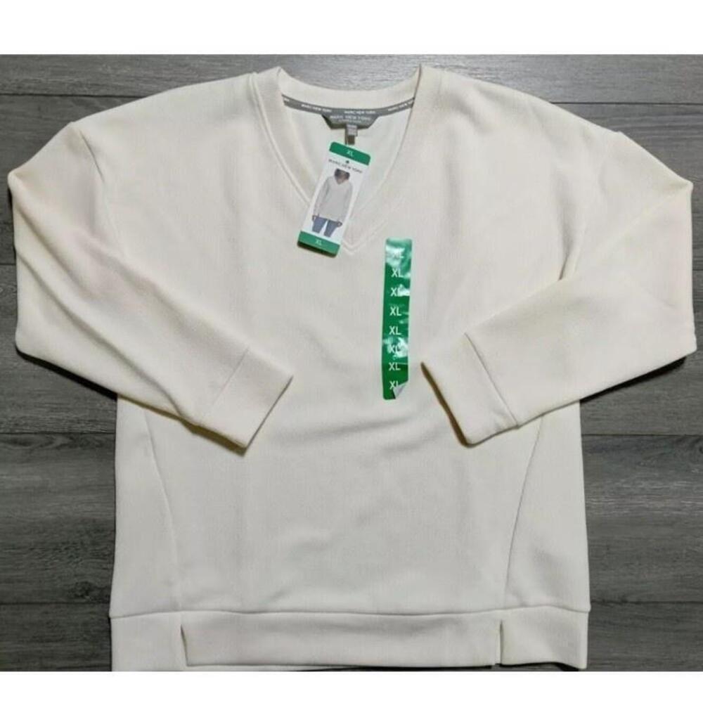 Marc New York Sweater Adult XL Cream Ribbed V-Neck Womens I9